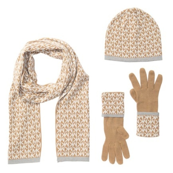 Michael Kors Accessories - NWT Michael Kors Logo Muffler, Hat, & Gloves